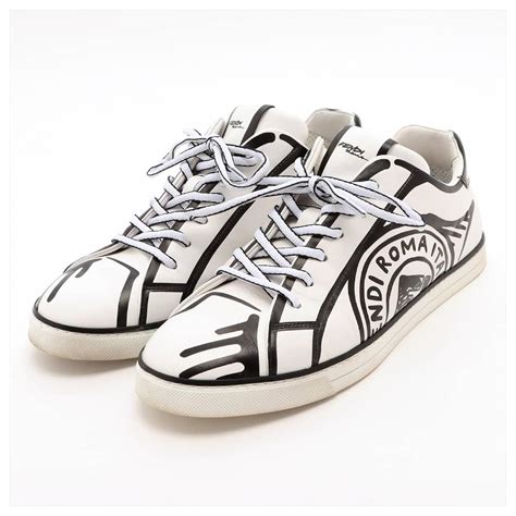 fendi trompe l'oeil|Fendi Trompe L'Oeil Stamp Leather Sneakers .